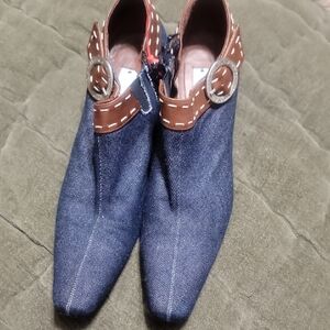 Donald J. Pliner Denim and Brown Ankle Boots